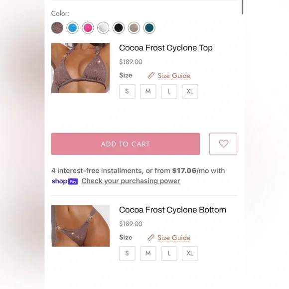 Dolcessa Cocoa Frost Sparkly Bikini Set Brown Crystal Halter Top L Bottom M - Picture 5 of 6